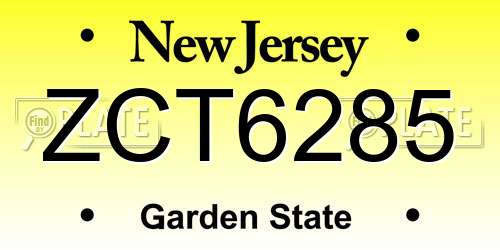 ZCT6285 New Jersey License Plate