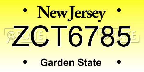 ZCT6785 New Jersey License Plate