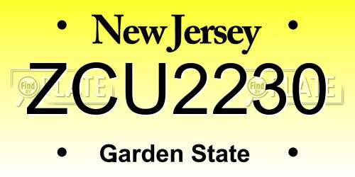 ZCU2230 New Jersey License Plate