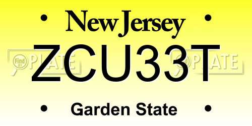 ZCU33T New Jersey License Plate