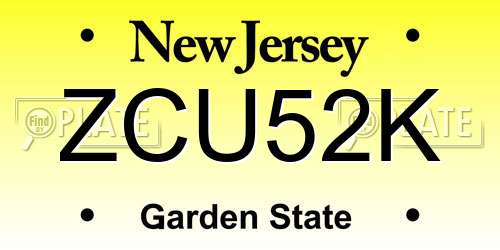 ZCU52K New Jersey License Plate