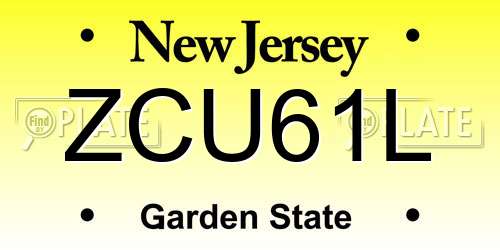 ZCU61L New Jersey License Plate