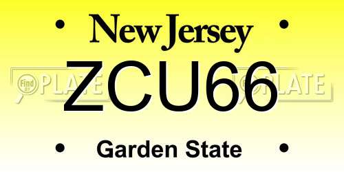 ZCU66 New Jersey License Plate