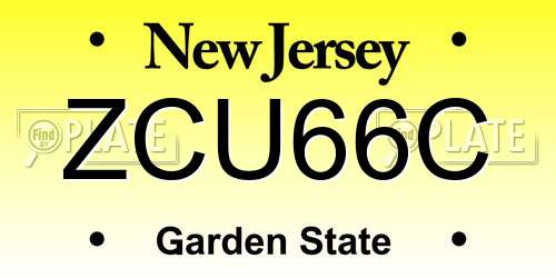 ZCU66C New Jersey License Plate