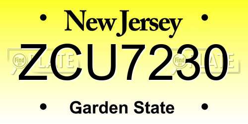 ZCU7230 New Jersey License Plate