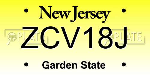 ZCV18J New Jersey License Plate