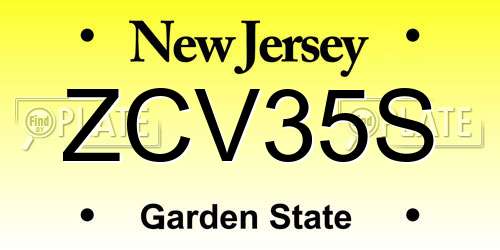 ZCV35S New Jersey License Plate