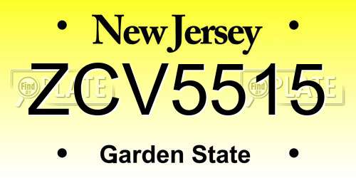 ZCV5515 New Jersey License Plate