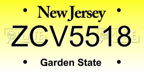 ZCV5518 New Jersey License Plate
