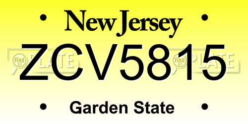 ZCV5815 New Jersey License Plate