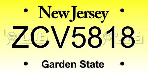 ZCV5818 New Jersey License Plate