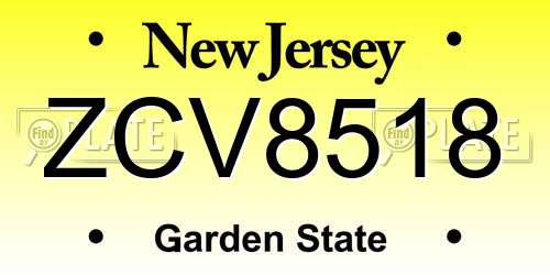 ZCV8518 New Jersey License Plate