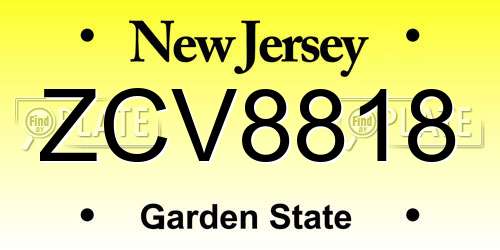 ZCV8818 New Jersey License Plate