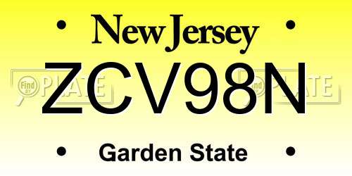ZCV98N New Jersey License Plate