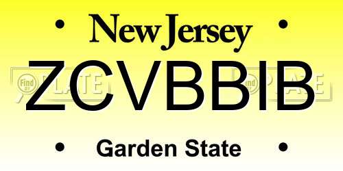ZCVBBIB New Jersey License Plate