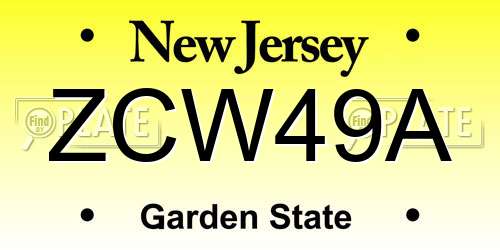 ZCW49A New Jersey License Plate