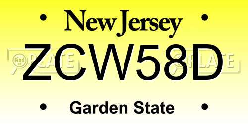 ZCW58D New Jersey License Plate