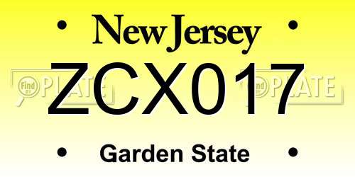 ZCX017 New Jersey License Plate