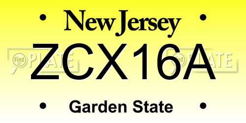 ZCX16A New Jersey License Plate