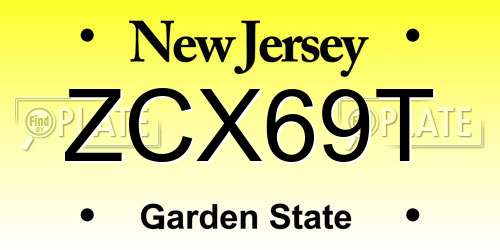 ZCX69T New Jersey License Plate