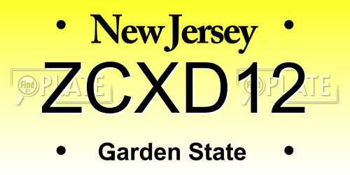ZCXD12 New Jersey License Plate