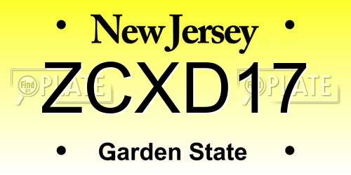 ZCXD17 New Jersey License Plate