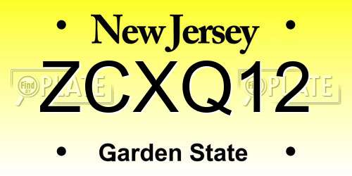 ZCXQ12 New Jersey License Plate