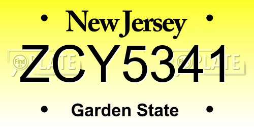 ZCY5341 New Jersey License Plate