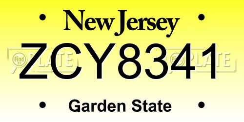 ZCY8341 New Jersey License Plate