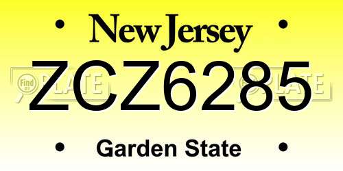 ZCZ6285 New Jersey License Plate
