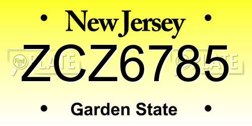 ZCZ6785 New Jersey License Plate