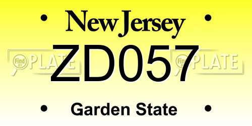 ZD057 New Jersey License Plate