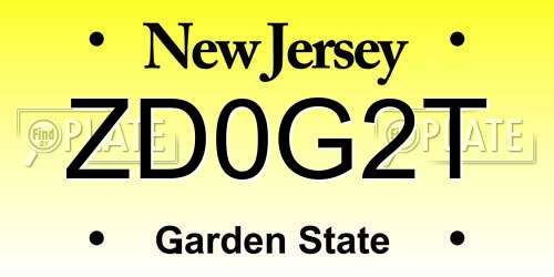 ZD0G2T New Jersey License Plate