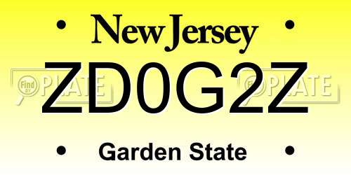 ZD0G2Z New Jersey License Plate