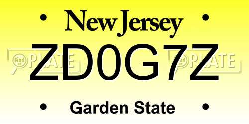 ZD0G7Z New Jersey License Plate