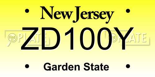 ZD100Y New Jersey License Plate