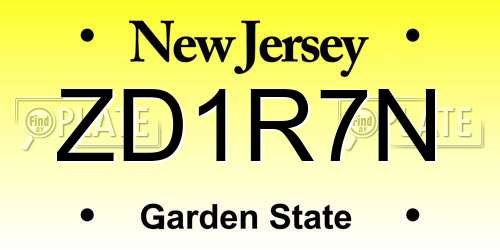 ZD1R7N New Jersey License Plate