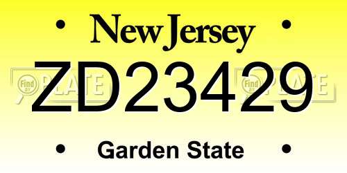 ZD23429 New Jersey License Plate