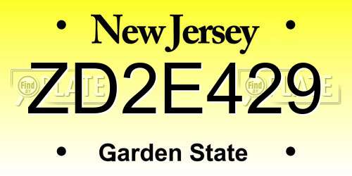 ZD2E429 New Jersey License Plate