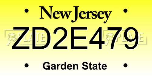 ZD2E479 New Jersey License Plate