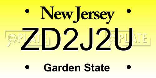 ZD2J2U New Jersey License Plate