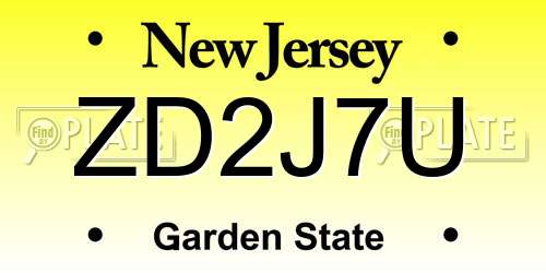 ZD2J7U New Jersey License Plate
