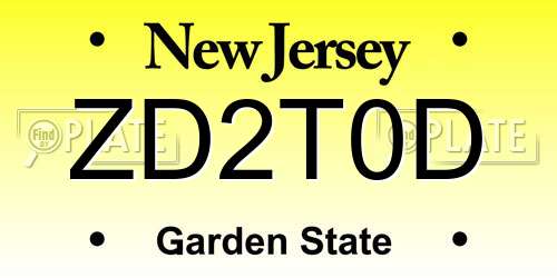 ZD2T0D New Jersey License Plate