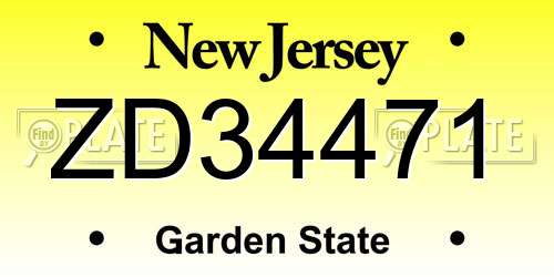 ZD34471 New Jersey License Plate
