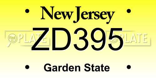 ZD395 New Jersey License Plate