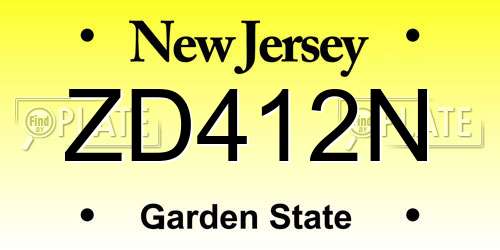 ZD412N New Jersey License Plate