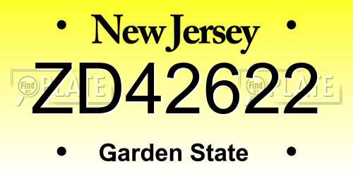 ZD42622 New Jersey License Plate