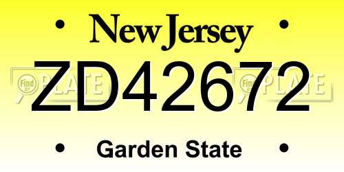 ZD42672 New Jersey License Plate