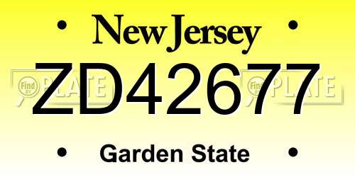 ZD42677 New Jersey License Plate