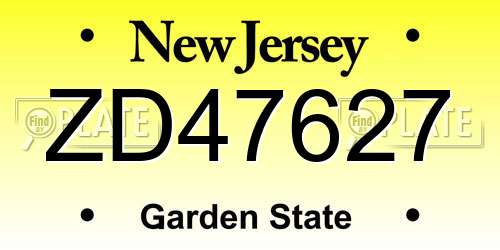 ZD47627 New Jersey License Plate